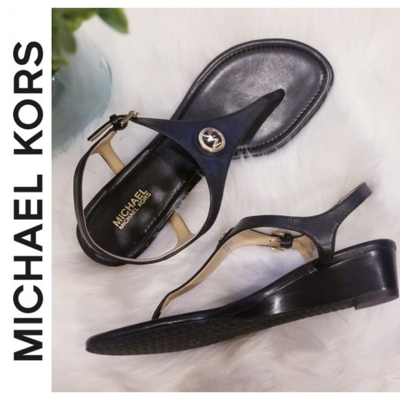 Michael Kors Shoes - Michael Kors Black leather T strap Heel Sandal